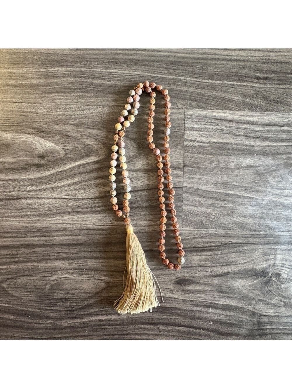 Yoga Mala Prayer Bead Necklace from Bali Brown Natural Stones